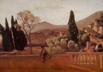 Jardines de la Villa dEste en Tivoli plein air Romanticismo Jean Baptiste Camille Corot Pinturas al óleo